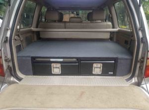 100 series landcruiser twin drawer system with folding table