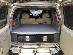 Nissan patrol Y61 twin drawer system with folding table inbuilt