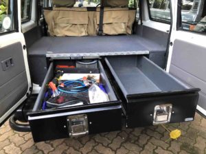 76 series land cruiser twin drawer system with drawers extended