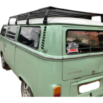 VW Combi with an Aluminium roof rack close up view from the rear